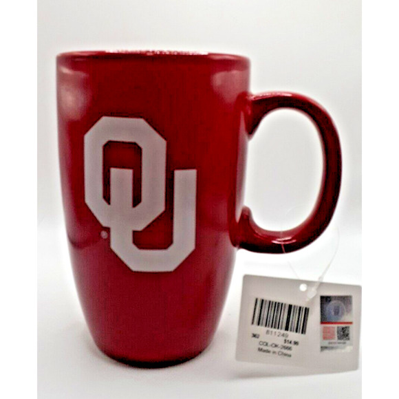 NCAA University of Oklahoma Sooners Ceramic Mug Cup Crimson & White OU - Picture 1 of 5
